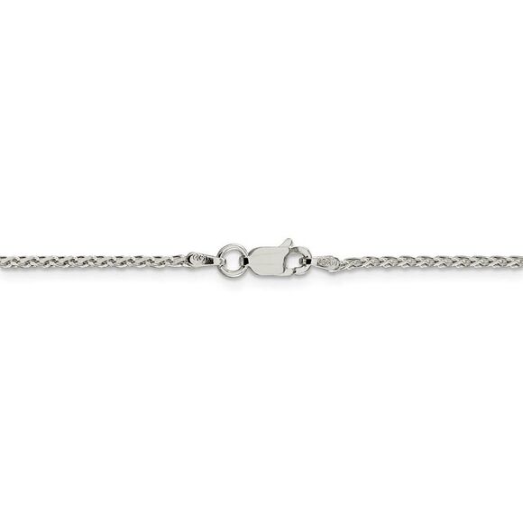 1.5mm Rhodium Plated Sterling Silver D/C Spiga Chain Necklace, 16 Inch - Picture 3 of 7